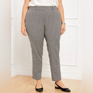 Talbots Elastic Waist Straight Ankle Pants Black White Houndstooth Size 24W